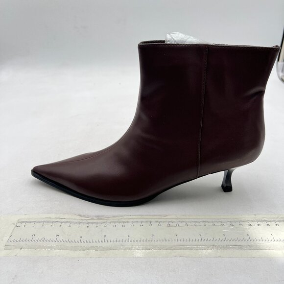 Shoes - Brown Women Cute Low Heel Ankle Boots Pointed Toe Side Zip Up Prom Party Shoes
